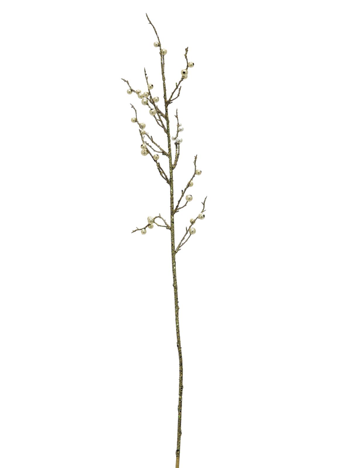 Vánoční větvička s korálky - zlatá, 85cm / 3ks