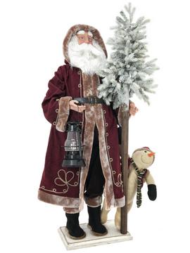 Vánoční figurína Santa Claus se stromkem a lucernou, 150cm