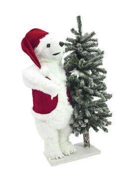 Vánoční figurína lední medvěd se stromkem, 105cm
