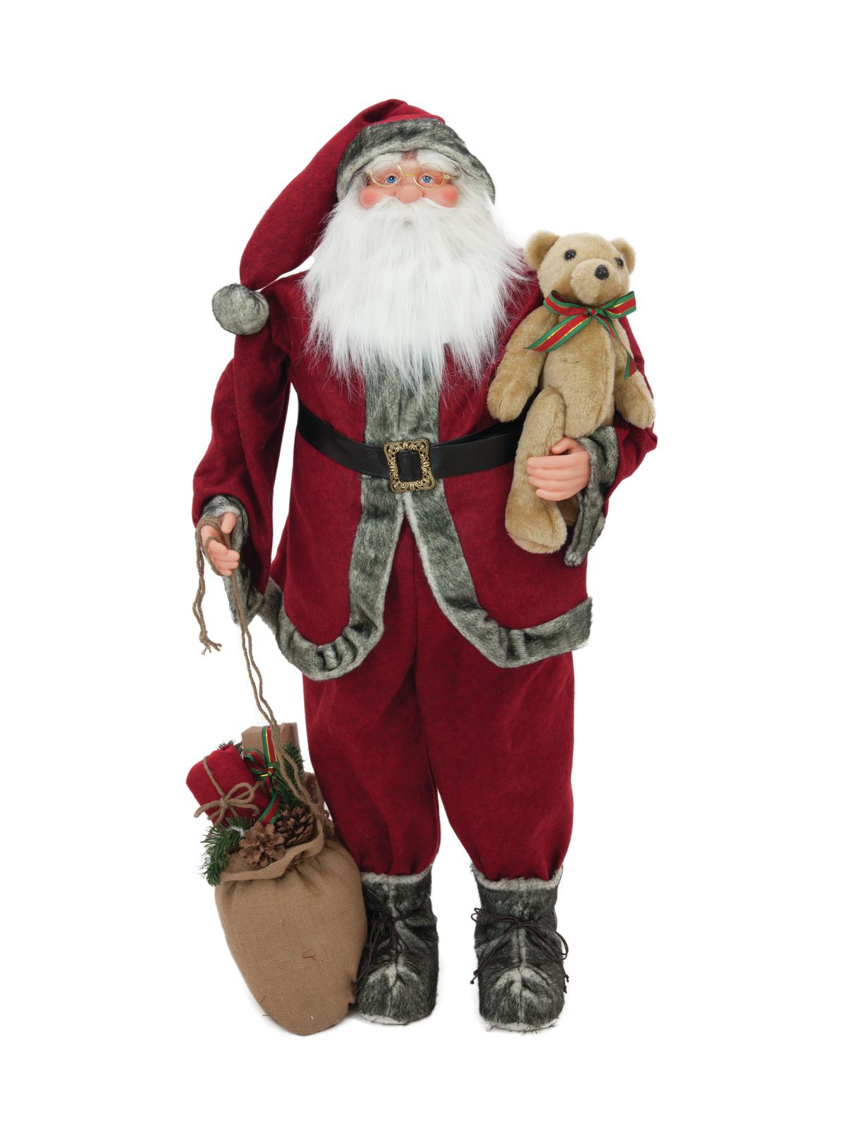 Vánoční figurína Santa Claus s medvídkem, 120cm