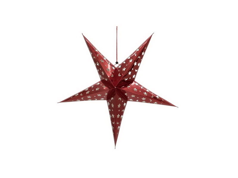 Vánoční lampion hvězda, červená 40cm