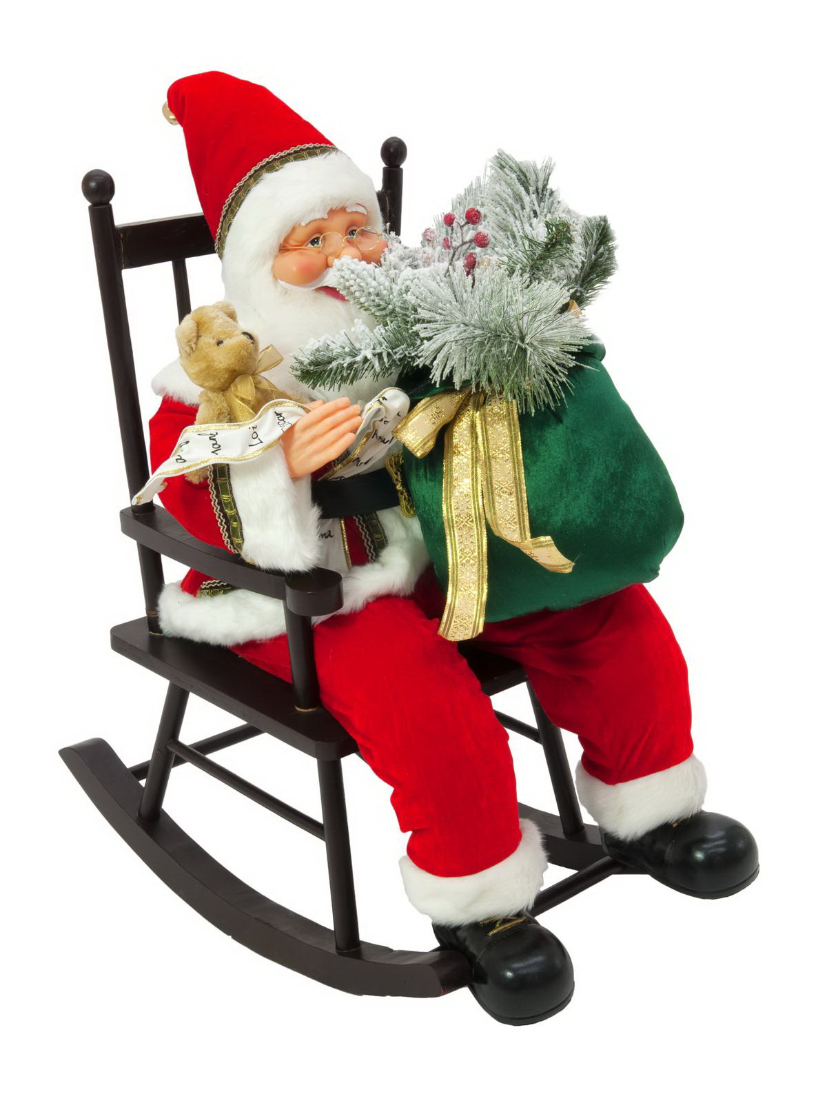 Vánoční figurína Santa Claus na houpacím křesle, 80cm