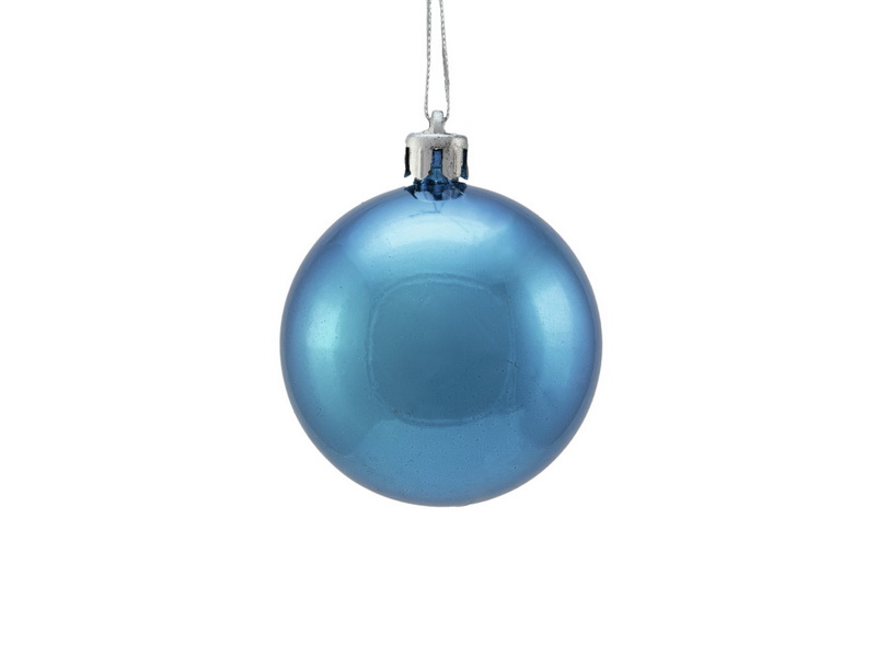 Venkovní vánoční ozdoba - vánoční koule, 6cm, metalická modrá (6 ks)