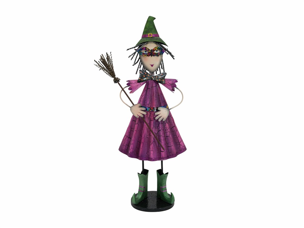 Figurína malá čarodejnice, kovová, 102cm purpurová