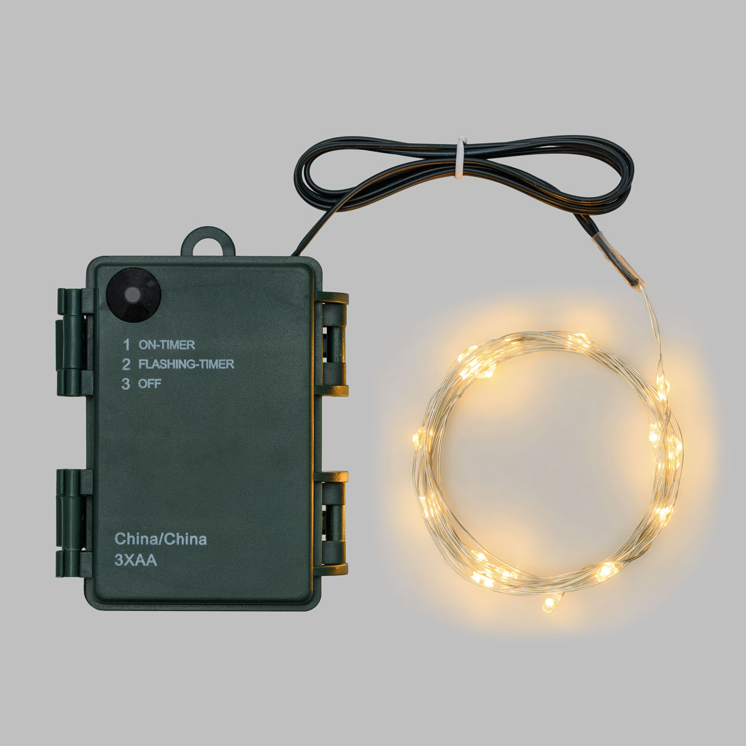 Led bateriový řetěz s časovačem 16m, 160LED venkovní, teplá bílá