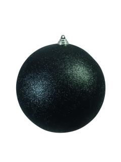 Vánoční ozdoba 20cm, černá koule s glitry