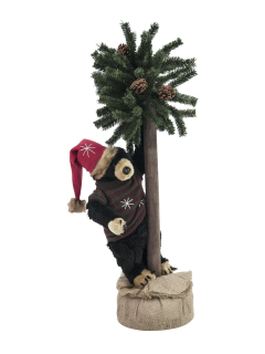 Vánoční figurína medvěd se stromečkem, 105cm